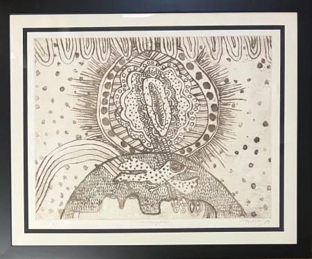 リトグラフ Corneille - Lithographie encadrée La songeuse, 1974 - Titrage numéroté à 40 ex. 