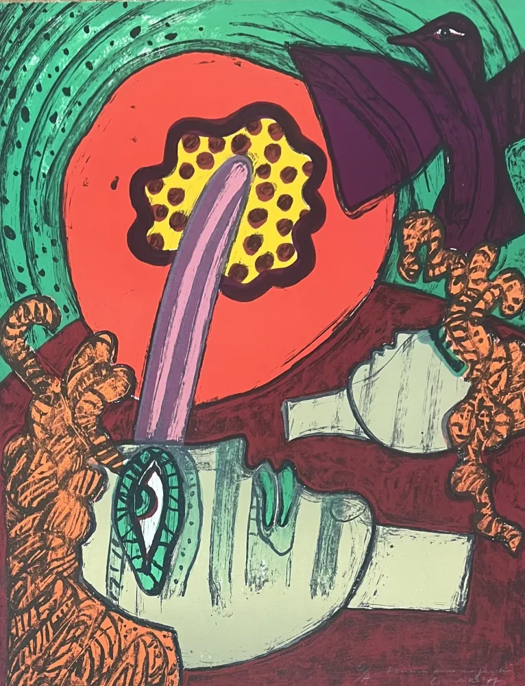 リトグラフ Corneille - Lithographie Femmes dans un jardin E/A 1977