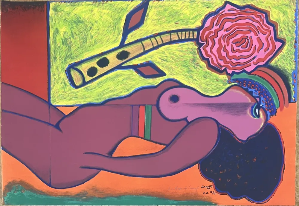 リトグラフ Corneille - Lithographie La Rose de Carmel 2009