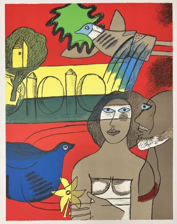 リトグラフ Corneille - Lithographie Les amoureux de l’isle Adam  2002