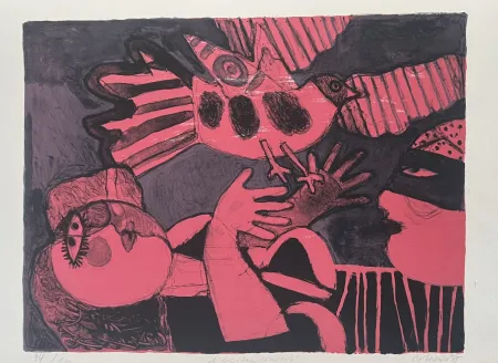 リトグラフ Corneille - Lithographie L'oiseau convoité, 1985