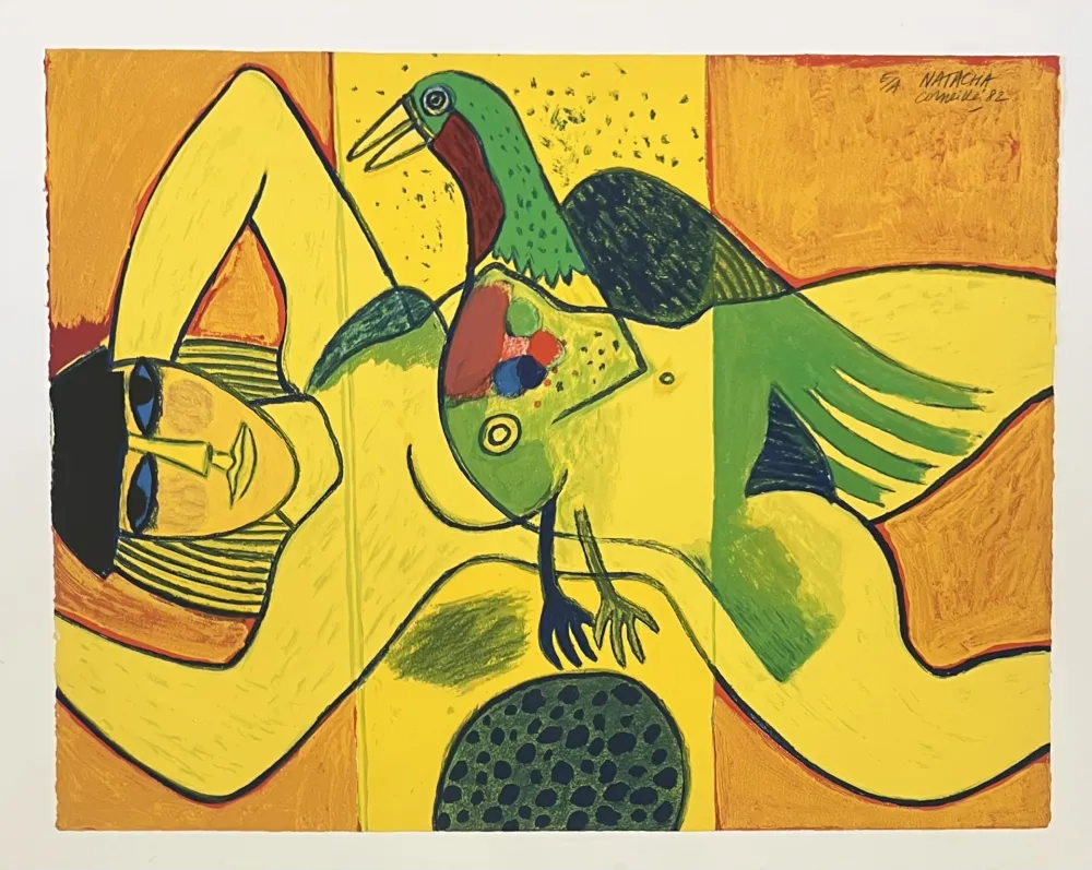 リトグラフ Corneille - Lithographie Nu jaune, 1982