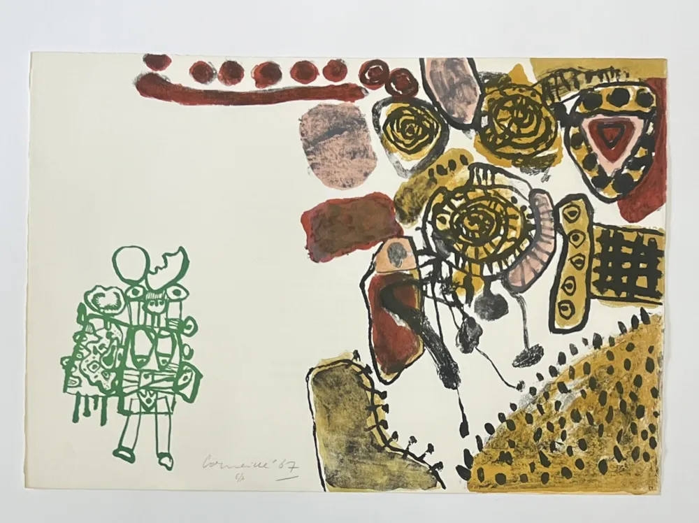 リトグラフ Corneille -  Lithographie  signée Femme d'aube et de nuit, 1967