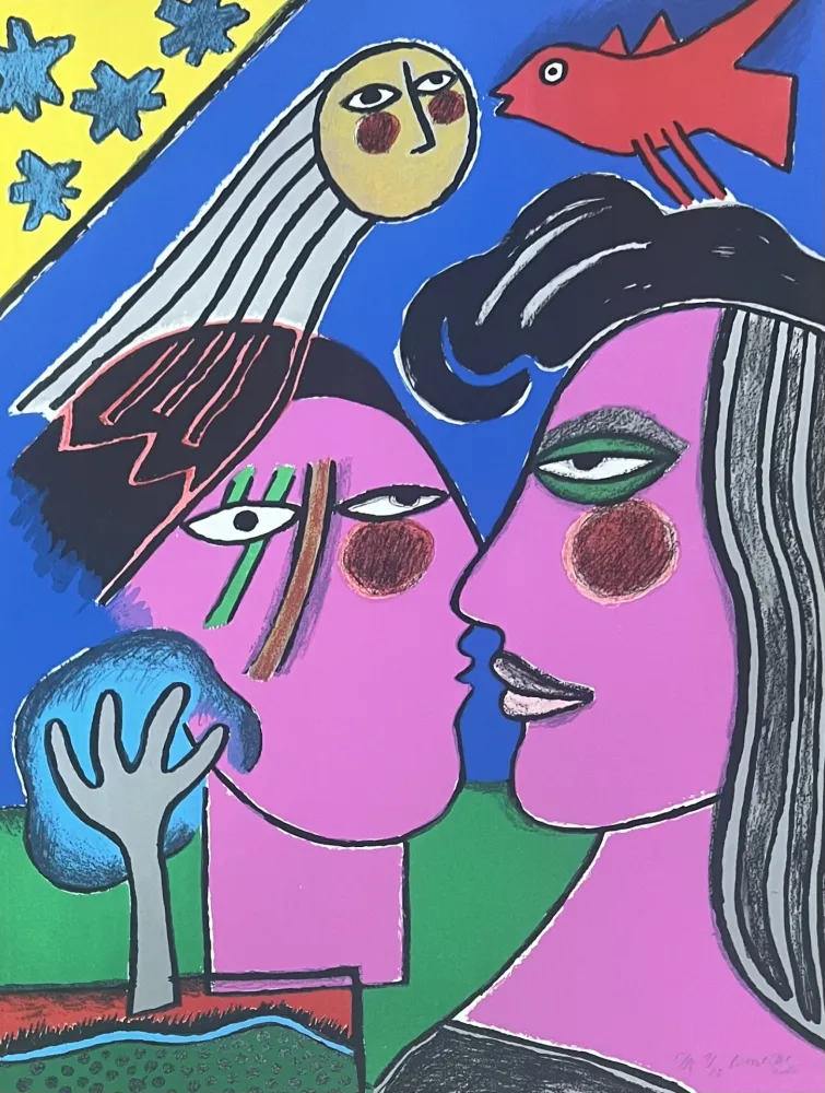 リトグラフ Corneille - Lithographie Sous le Ciel étoilé 2000, E/A 1/20