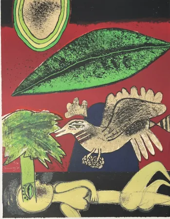 リトグラフ Corneille - Lithographie Un rêve vert, 1975