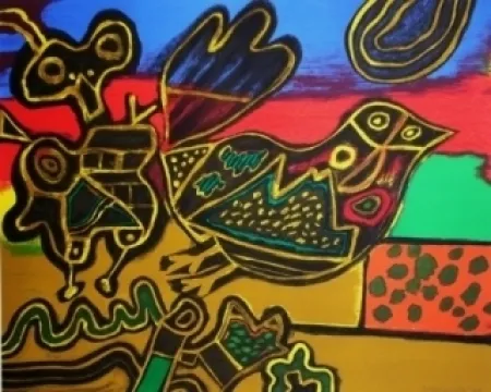 リトグラフ Corneille - L'oiseau né du Paysage II