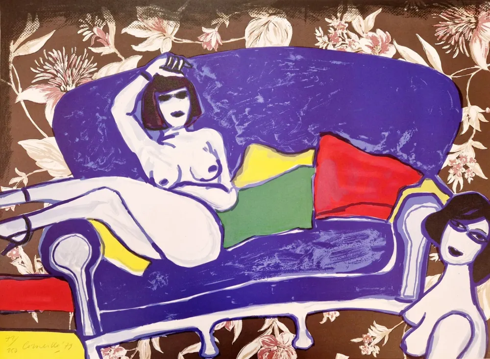 リトグラフ Corneille - Nus au canapé