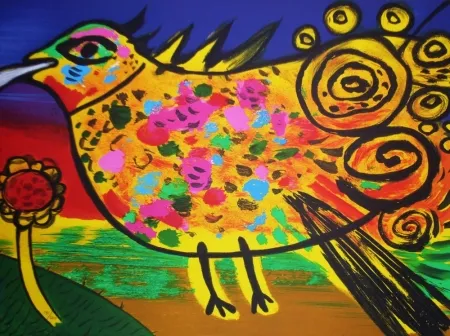 リトグラフ Corneille - Oiseau