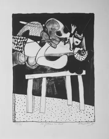リトグラフ Corneille - Rare lithographie La femme au chat, 1975 - 15 ex. 