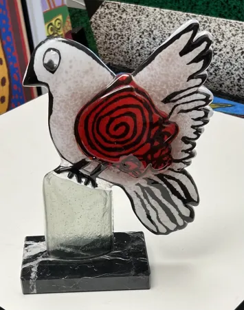 多数の Corneille - Sculpture en verre « Oiseau de Paradis » - signée à la main EA 1/1