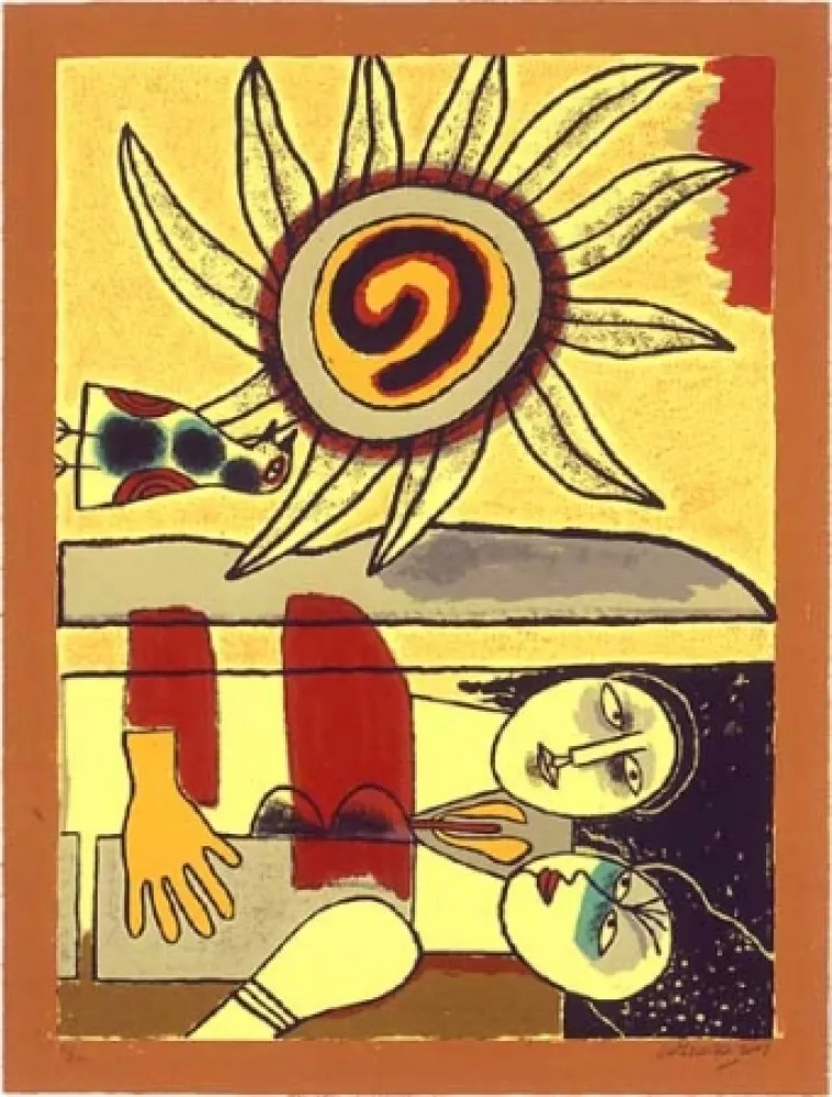 シルクスクリーン Corneille - Soleil cou coupé