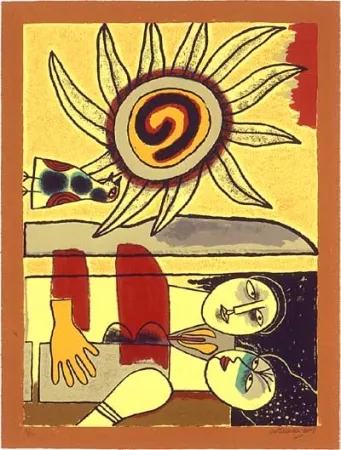 シルクスクリーン Corneille - Soleil cou coupé