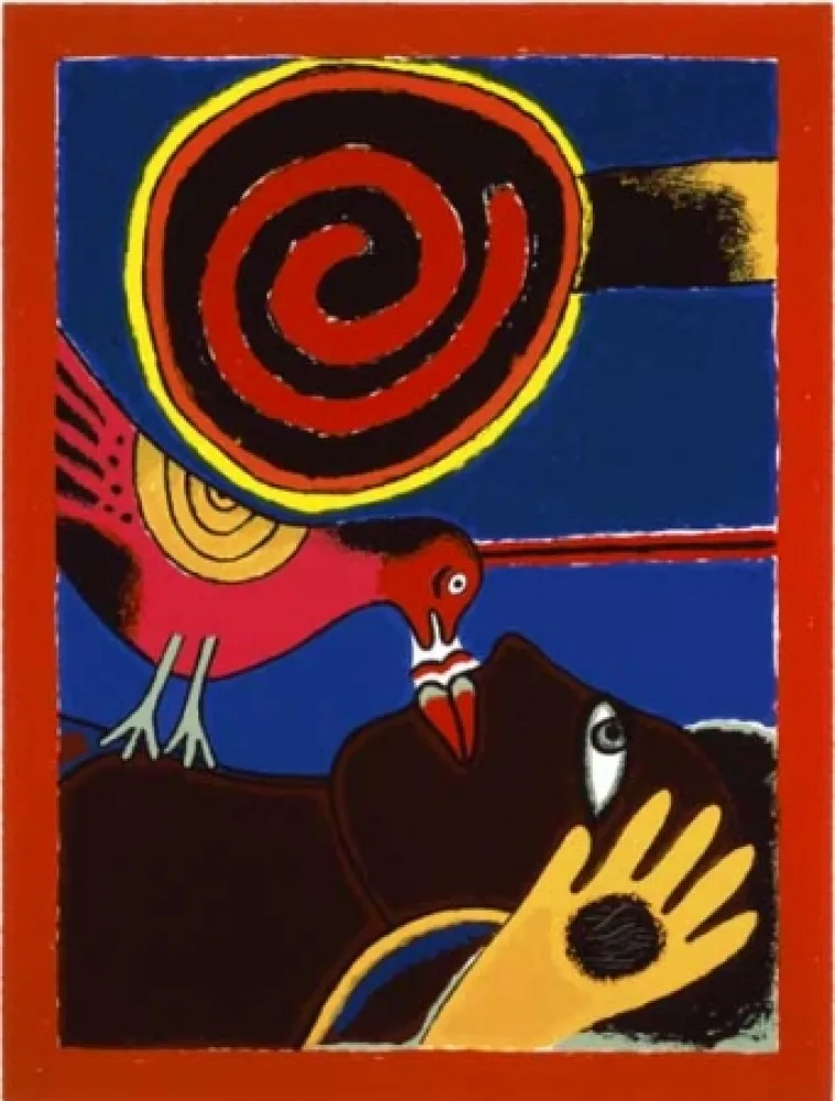 シルクスクリーン Corneille - Soleil cou coupé II