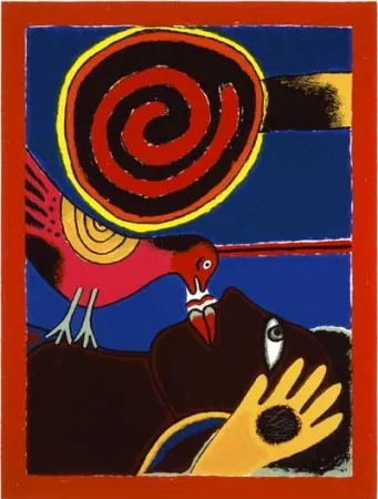 シルクスクリーン Corneille - Soleil cou coupé II