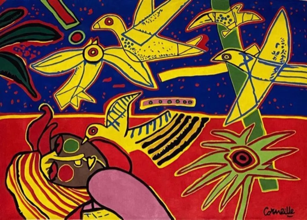 多数の Corneille - Tapis Vol d'oiseaux, avec certificat