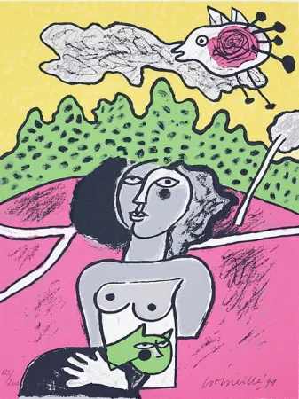 シルクスクリーン Corneille - Terre habitée