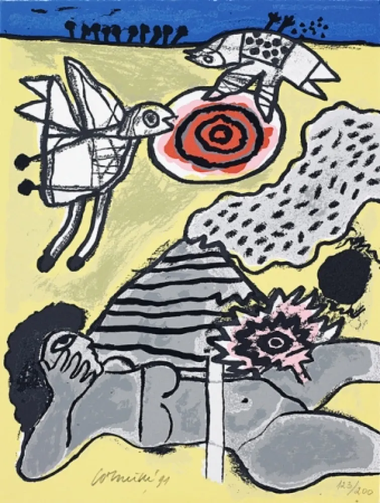 シルクスクリーン Corneille - Terre habitée