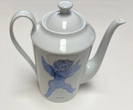 セラミック Corneille - Théière L'Ange d'après Rubens, en porcelaine de Limoges