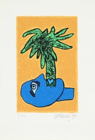 シルクスクリーン Corneille - Trilogie tropicale (bleue)