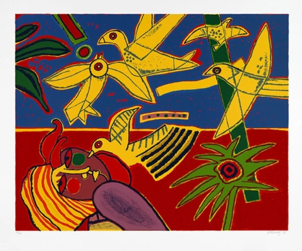 シルクスクリーン Corneille - Vol d'oiseaux