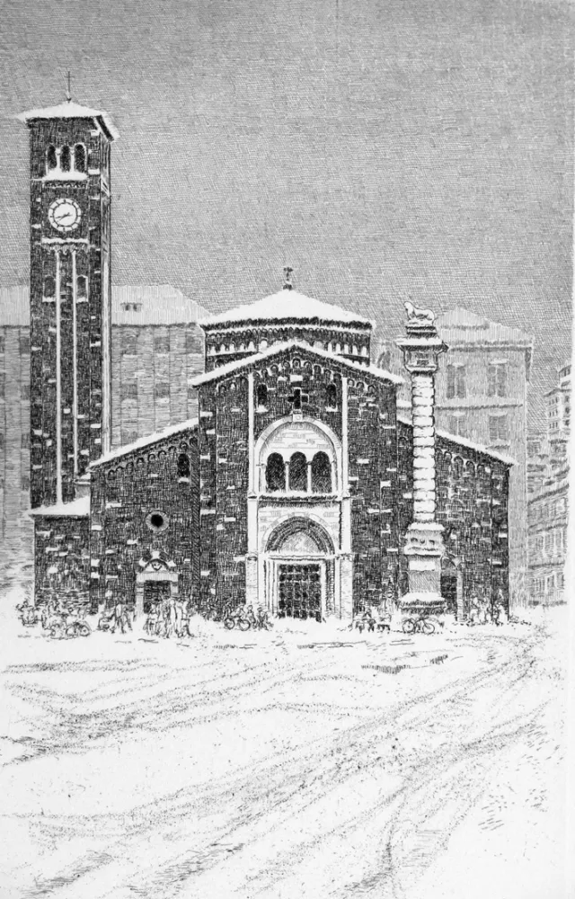 エッチング Cotugno  - Neve a San Babila