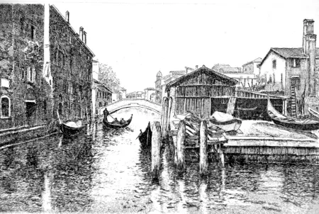 エッチング Cotugno  - Venezia, squero di San Trovaso