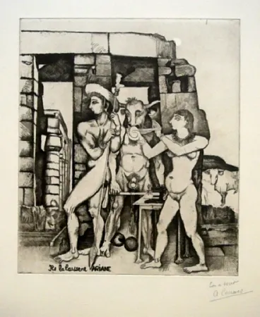 エッチング Courmes - Ils la laissent, Ariane