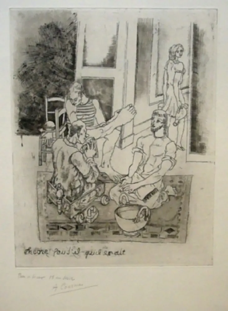 エッチング Courmes - Le lavement de pieds II (noir)