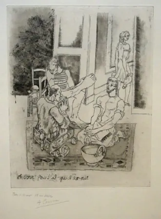 エッチング Courmes - Le lavement de pieds II (noir)