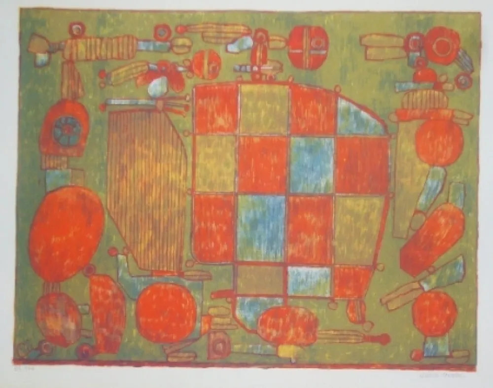 リトグラフ Courtin - Parent du côté gauche