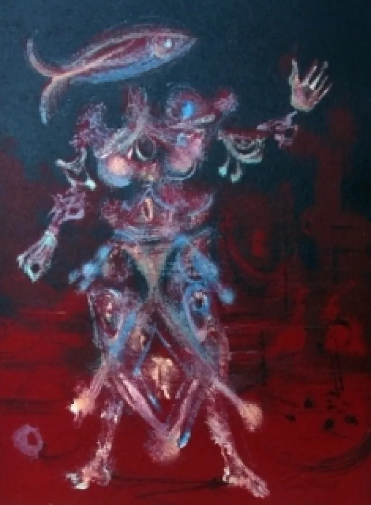 リトグラフ Coutaud - Chevalier au poisson