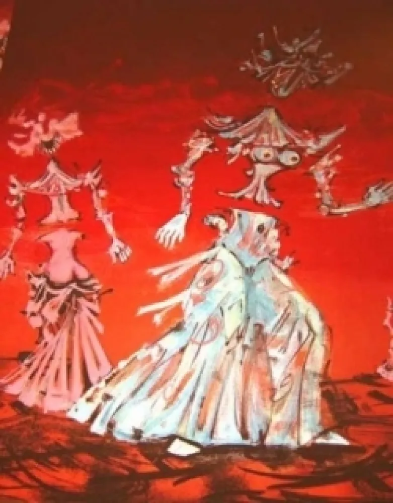 リトグラフ Coutaud - Les femmes fleurs