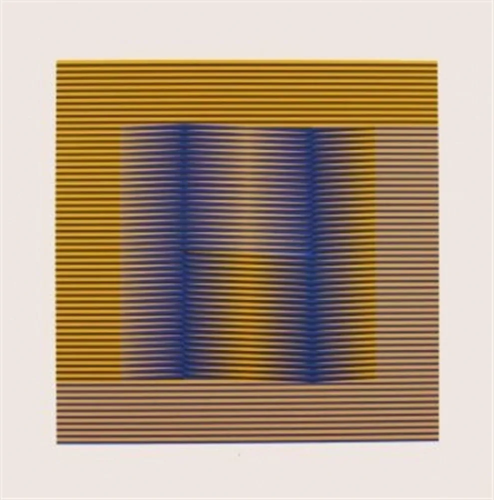 シルクスクリーン Cruz-Diez - COMPOSITION EN JAUNE ET VILOET