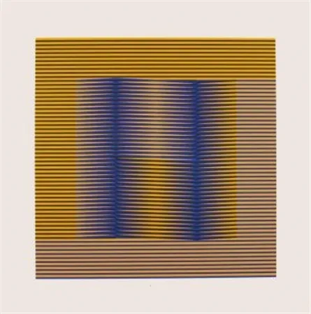 シルクスクリーン Cruz-Diez - COMPOSITION EN JAUNE ET VILOET