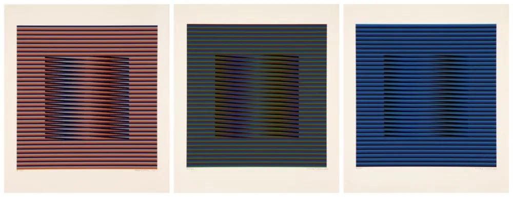 シルクスクリーン Cruz-Diez - ORANGE, VERTE y BLEU