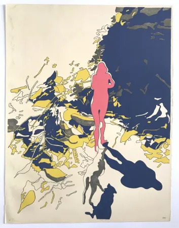 リトグラフ Cueco - Femme et mouton