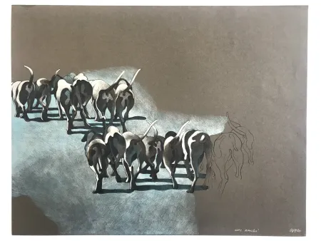 リトグラフ Cueco - Meute de chiens I
