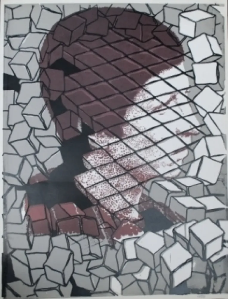 シルクスクリーン Cueco - Profil sur pavés