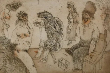 エッチングと　アクチアント Cuevas - Autorretrato en Blanes