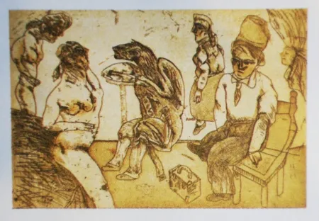 エッチングと　アクチアント Cuevas - Autorretrato en Blanes