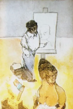 エッチングと　アクチアント Cuevas - Autorretrato en la Barceloneta