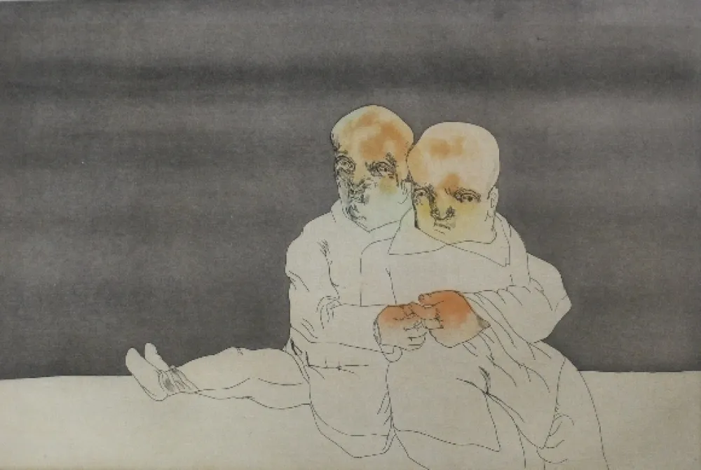 エッチングと　アクチアント Cuevas - Pareja en el mar