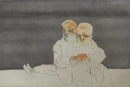 エッチングと　アクチアント Cuevas - Pareja en el mar