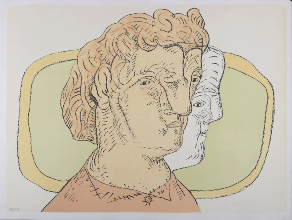 リトグラフ Cuevas - Retrato al Espejo, 1986 - Hand-signed