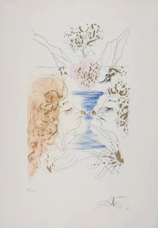 彫版 Dali - Cantique des Cantiques : Le Baiser, 1971 - Hand-signed