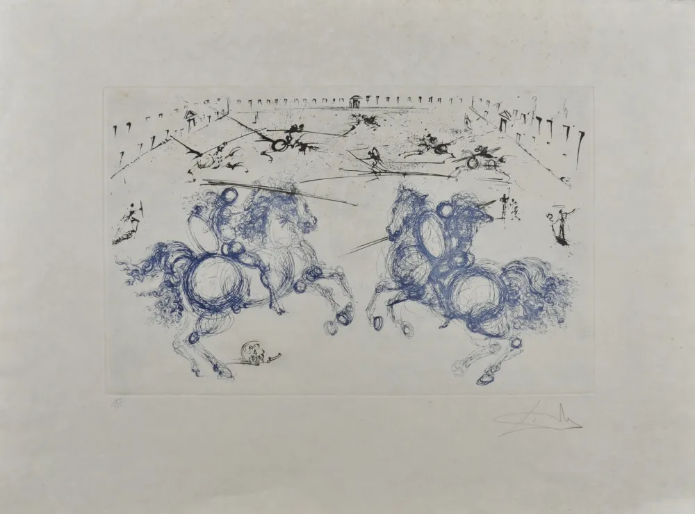 彫版 Dali - Combat de cavaliers, 1971 - Hand-signed
