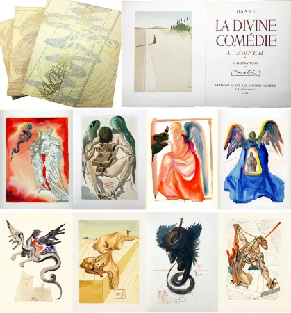 挿絵入り本 Dali - Dante : LA DIVINE COMÉDIE. 6 volumes. 100 planches couleurs dont 33 signées du cachet (1959-1963)