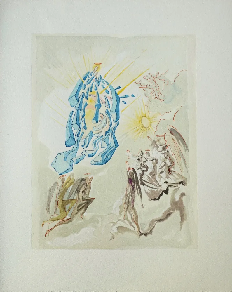 木版 Dali - Divine Comédie, Paradis 26, Dante recouvre la vue