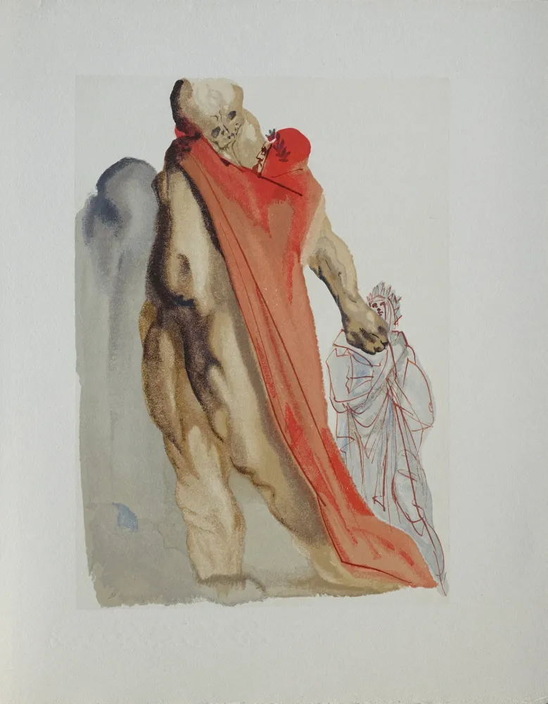 木版 Dali - Divine Comédie, Purgatoire 5, Les reproches de Virgile