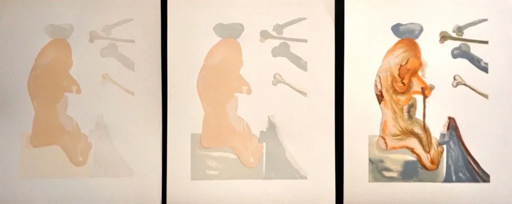 木版 Dali - Divine Comedy Hell Canto 20 Decomposition (3 Pieces)